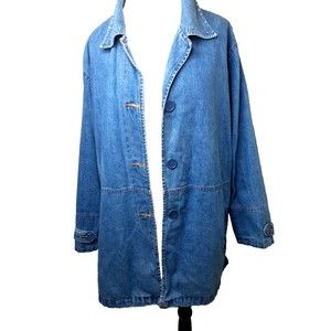 Vintage  90's Bill Blass Womens Sz 24W Distressed Blue Denim Jean Jacket Pockets